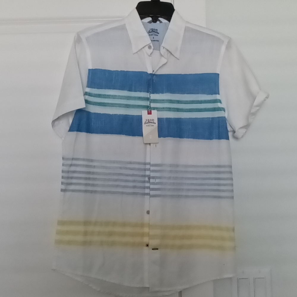 Multicolored small Izod Saltwater Dress Shirt